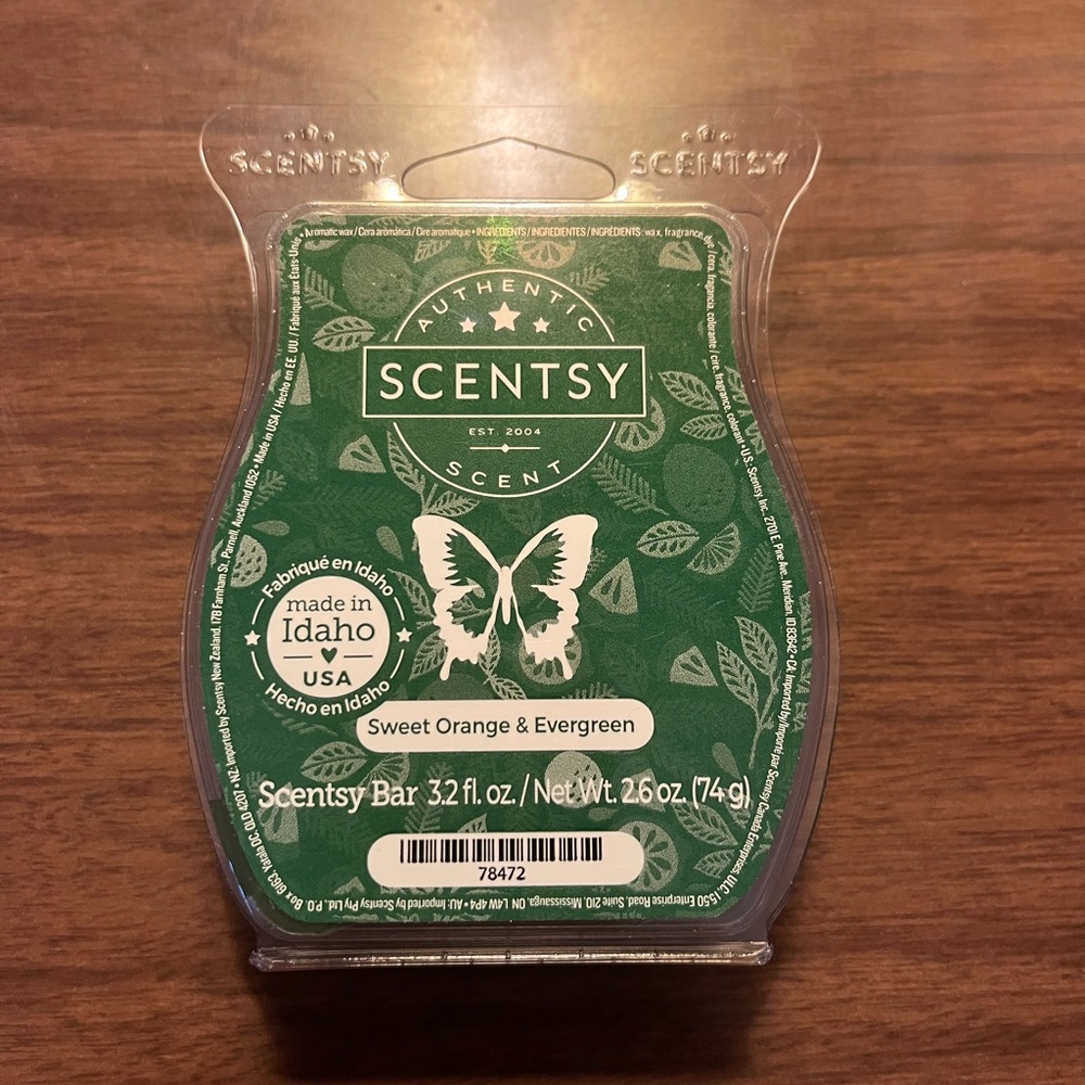 Scentsy Green Sweet Orange & Evergreen Wax Bar